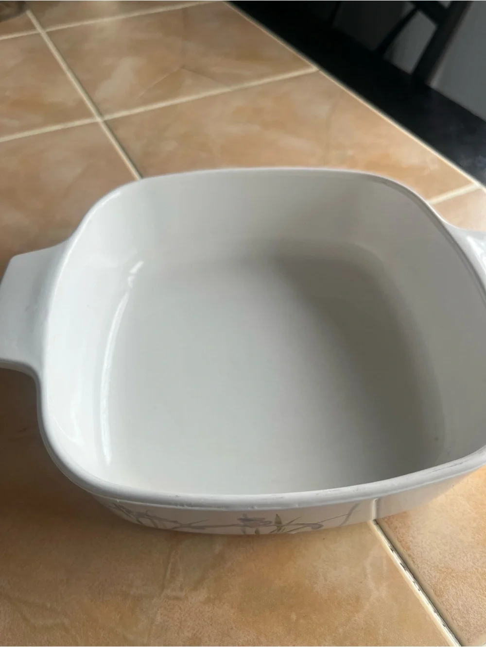 Vintage Corningware white Ceramic Floral-Accent Baking Dish - Blue Floral